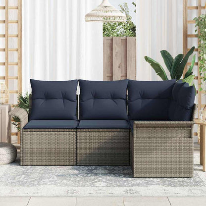 Set Divano da Giardino 4 pcs Grigio polyrattan | homemem39