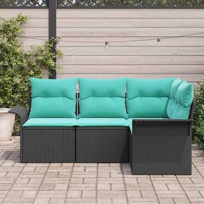Set Divano da Giardino con archiviazione 4 pcs Nero polyrattan | homemem39