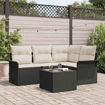 Set Divano da Giardino con archiviazione 5 pcs Nero polyrattan | homemem39