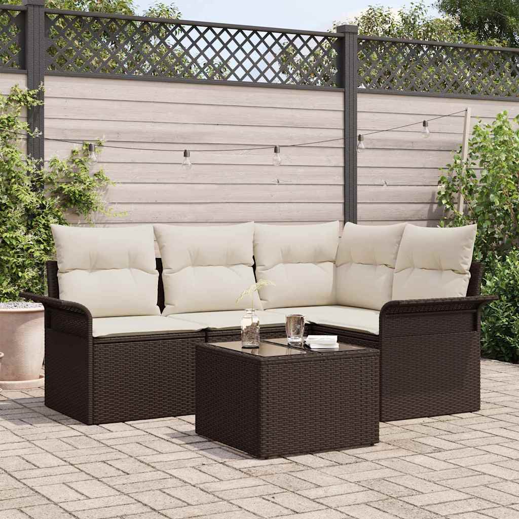 Set Divano da Giardino 5 pcs Marrone polyrattan | homemem39