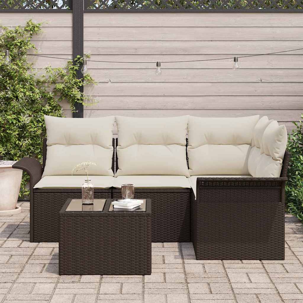 Set Divano da Giardino 5 pcs Marrone polyrattan | homemem39