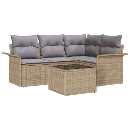Set Divano da Giardino con archiviazione 5 pcs Beige polyrattan | homemem39