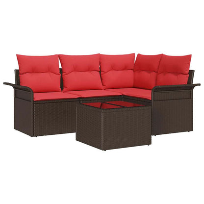 Set Divano da Giardino 5 pcs Marrone polyrattan | homemem39