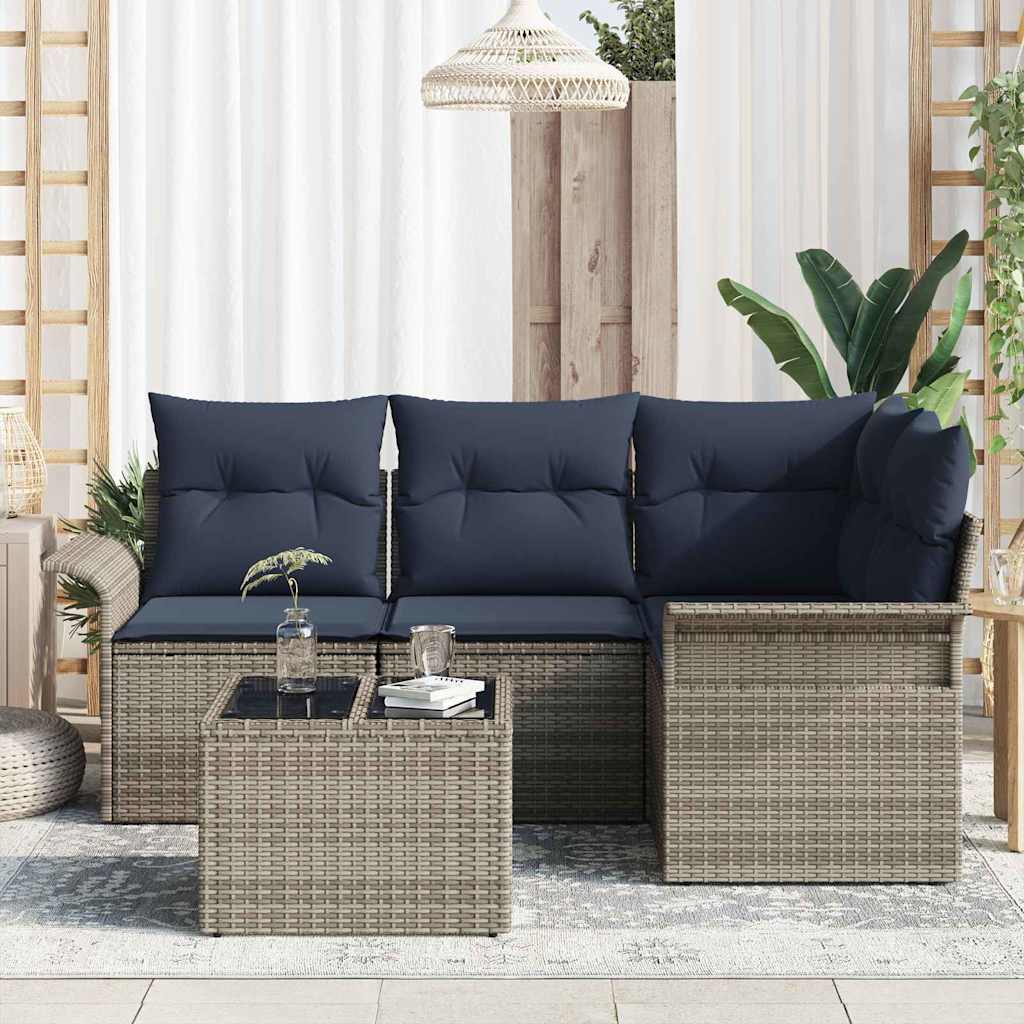 Set Divano da Giardino 5 pcs Grigio polyrattan | homemem39