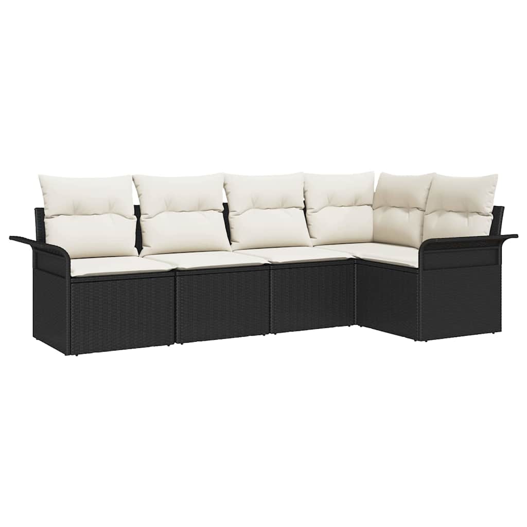Set Divano da Giardino con archiviazione 5 pcs Nero polyrattan | homemem39