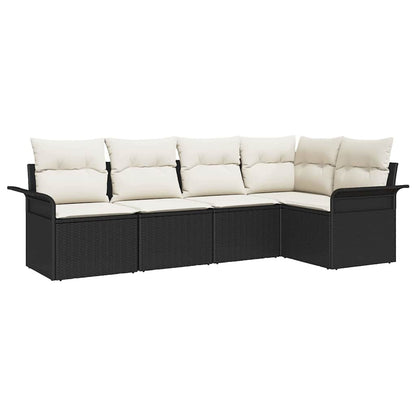 Set Divano da Giardino con archiviazione 5 pcs Nero polyrattan | homemem39