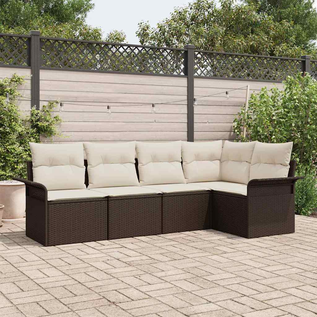 Set Divano da Giardino 5 pcs Marrone polyrattan | homemem39