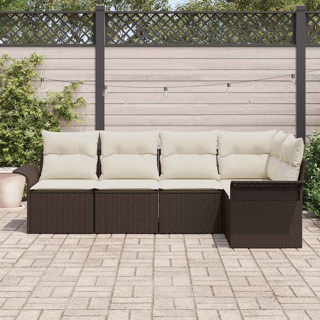 Set Divano da Giardino 5 pcs Marrone polyrattan | homemem39