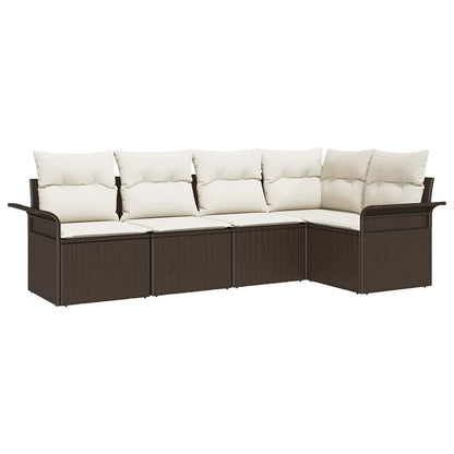Set Divano da Giardino 5 pcs Marrone polyrattan | homemem39