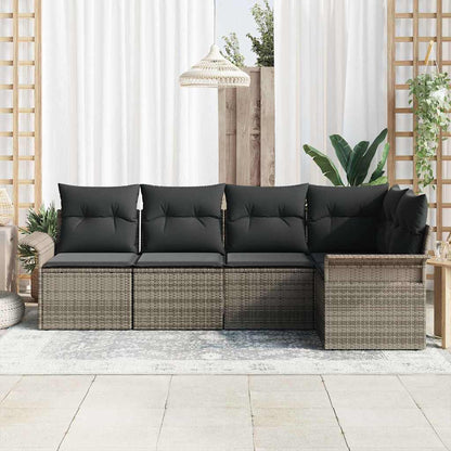 Set Divano da Giardino 5 pcs Grigio polyrattan | homemem39