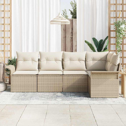 Set Divano da Giardino con archiviazione 5 pcs Beige polyrattan | homemem39