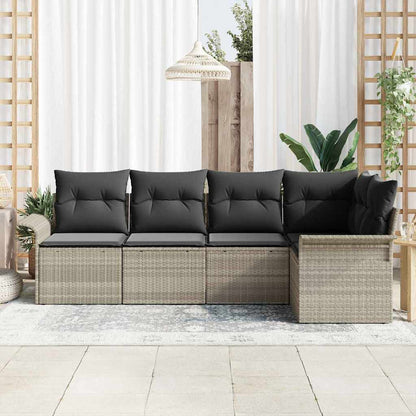 Set Divano da Giardino 5 pcs Grigio chiaro polyrattan | homemem39