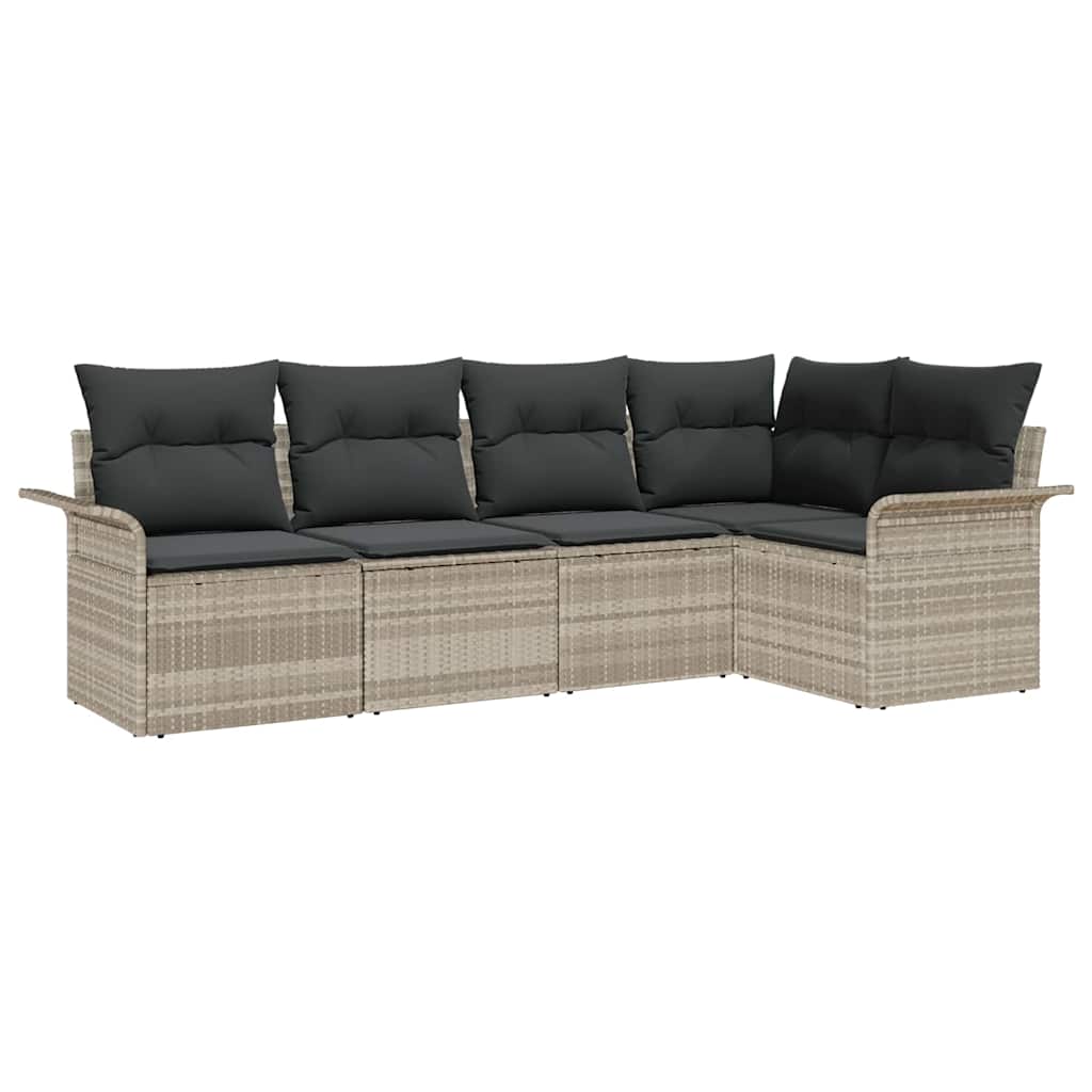 Set Divano da Giardino 5 pcs Grigio chiaro polyrattan | homemem39