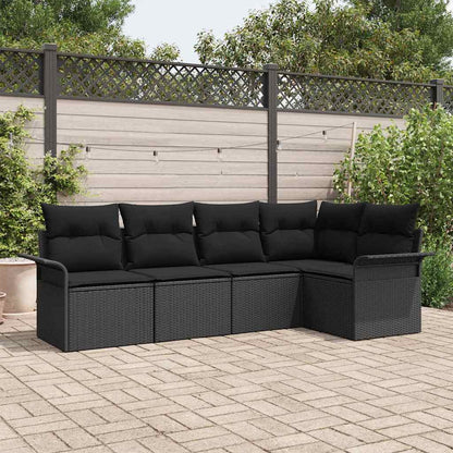 Set Divano da Giardino con archiviazione 5 pcs Nero polyrattan | homemem39