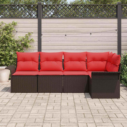 Set Divano da Giardino 5 pcs Marrone polyrattan | homemem39