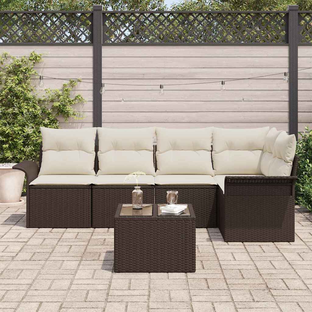 Set Divano da Giardino 6 pcs Marrone polyrattan | homemem39