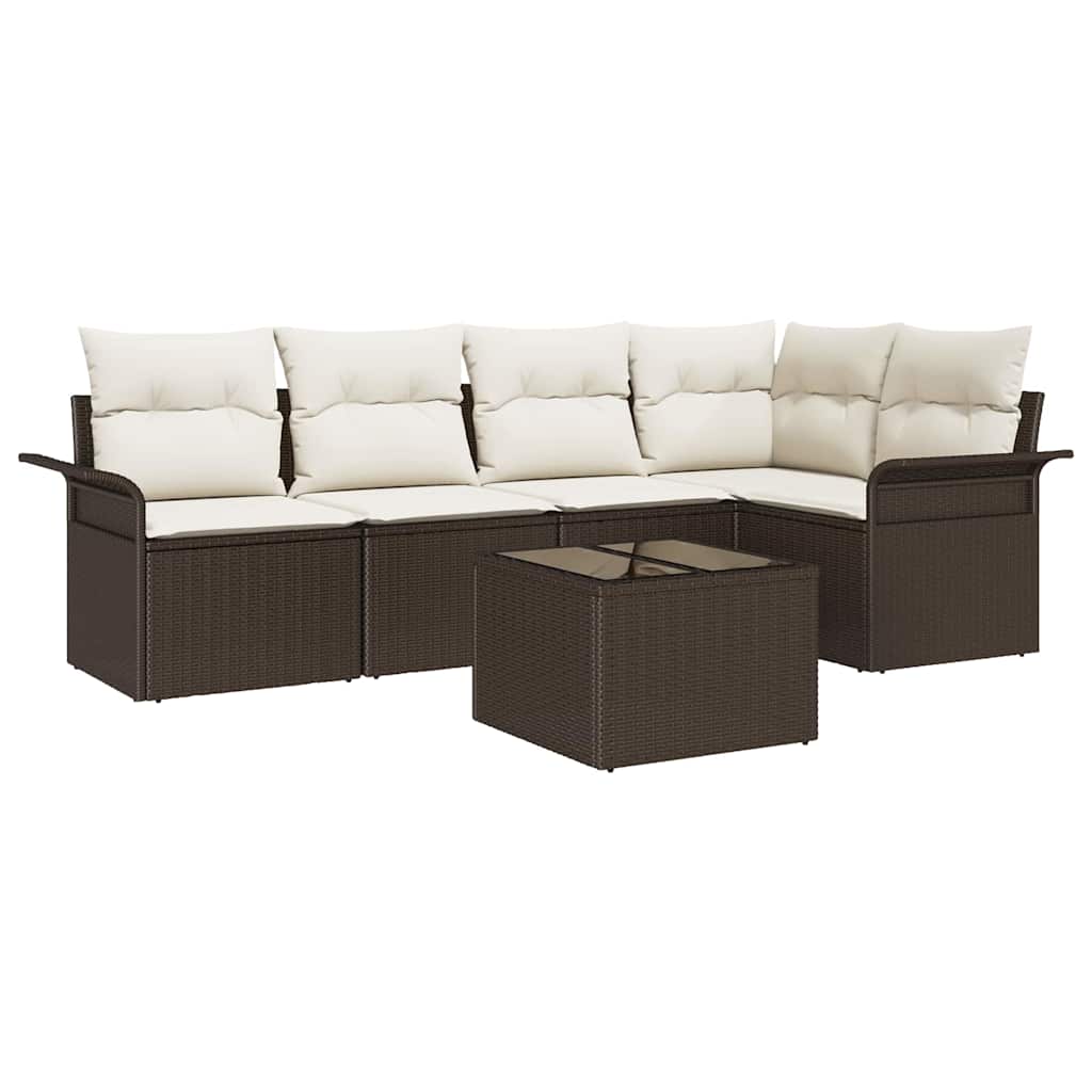 Set Divano da Giardino 6 pcs Marrone polyrattan | homemem39