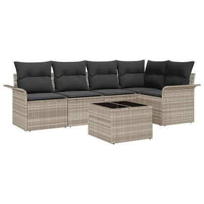 Set Divano da Giardino 6 pcs Grigio chiaro Poly Rattan | homemem39