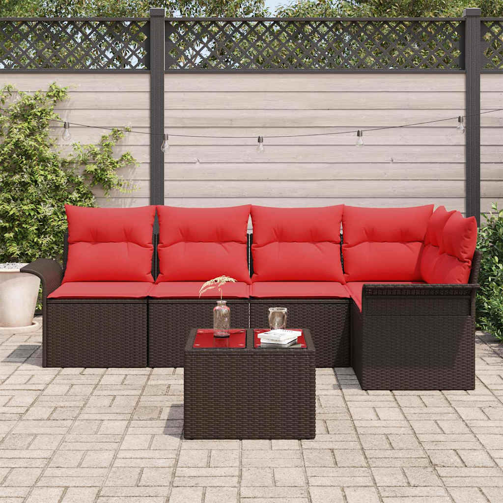 Set Divano da Giardino 6 pcs Marrone polyrattan | homemem39