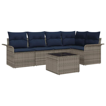 Set Divano da Giardino 6 pcs Grigio polyrattan | homemem39