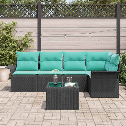 Set Divano da Giardino con archiviazione 6 pcs Nero polyrattan | homemem39