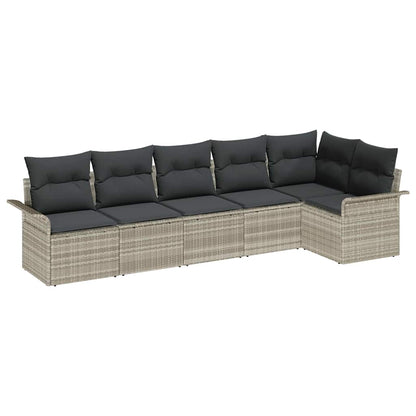 Set Divano da Giardino 6 pcs Grigio chiaro polyrattan | homemem39