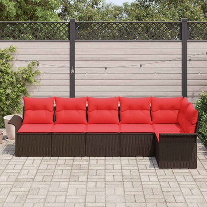Set Divano da Giardino 6 pcs Marrone polyrattan | homemem39
