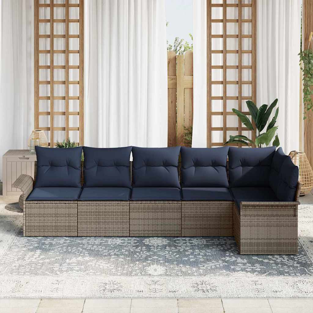 Set Divano da Giardino 6 pcs Grigio polyrattan | homemem39