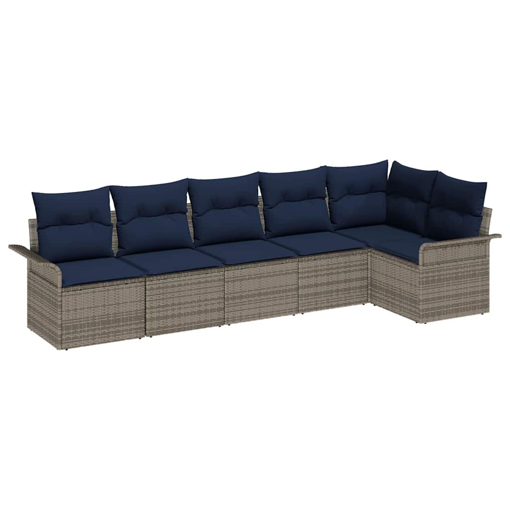 Set Divano da Giardino 6 pcs Grigio polyrattan | homemem39