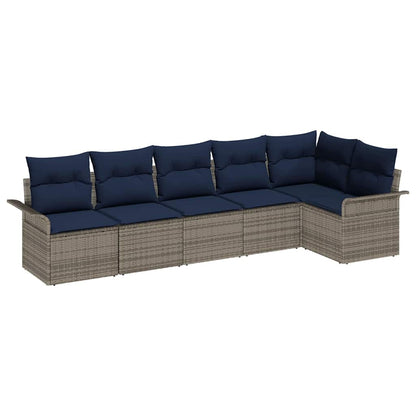 Set Divano da Giardino 6 pcs Grigio polyrattan | homemem39