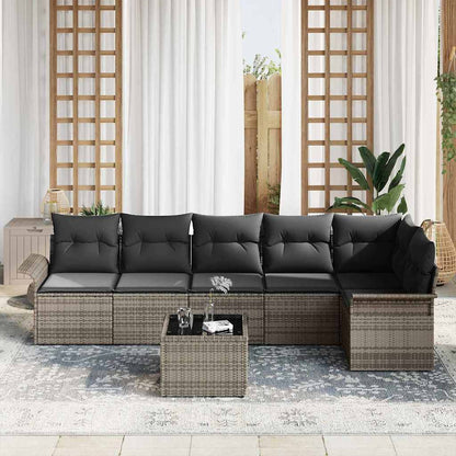 Set Divano da Giardino con cuscino 7 pcs Grigio Poly Rattan | homemem39