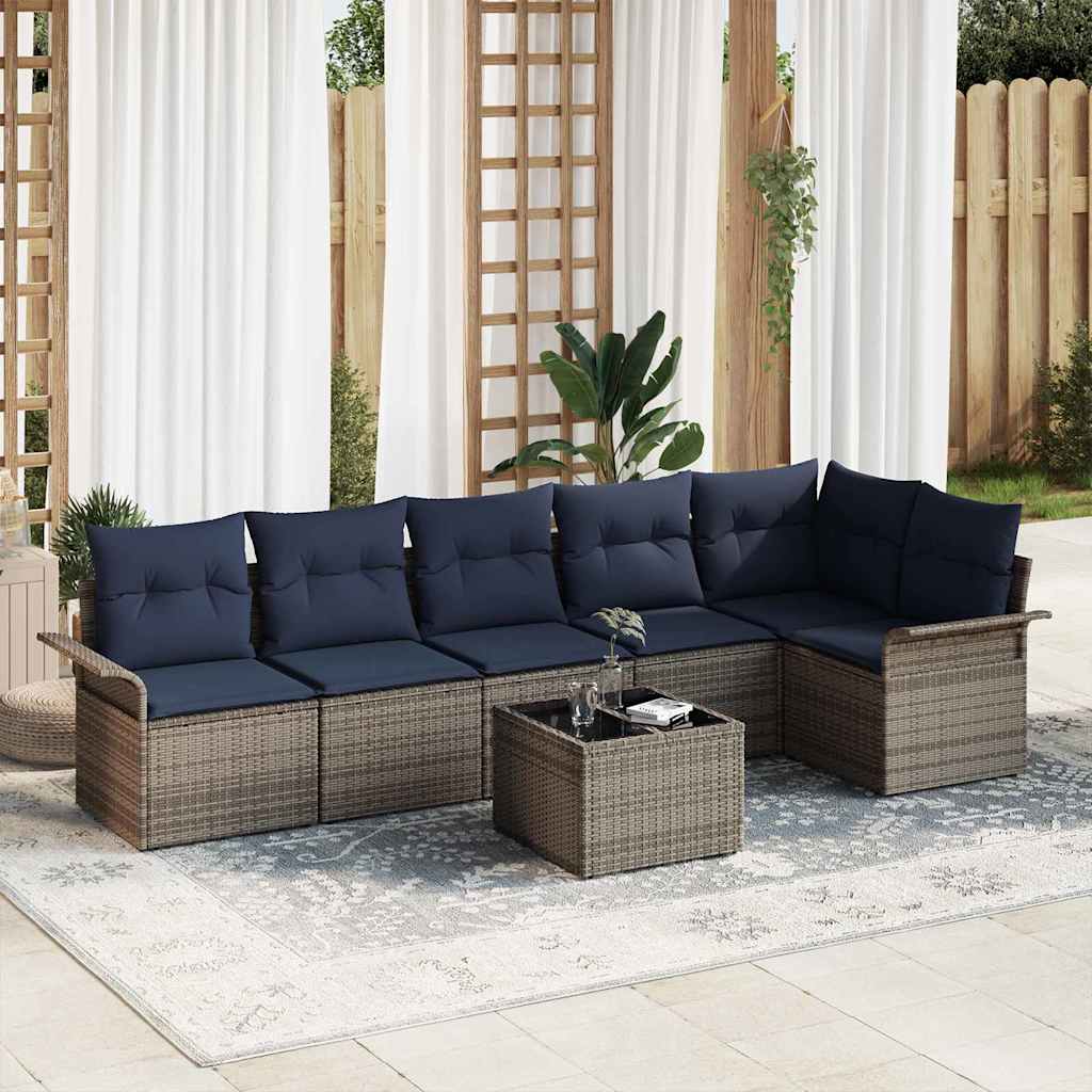 Set Divano da Giardino 7 pcs Grigio polyrattan | homemem39