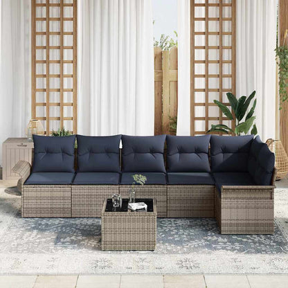 Set Divano da Giardino 7 pcs Grigio polyrattan