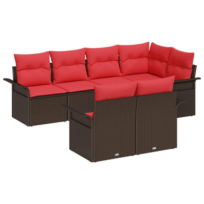 Set Divano da Giardino con cuscino 7 pcs Marrone Poly Rattan | homemem39