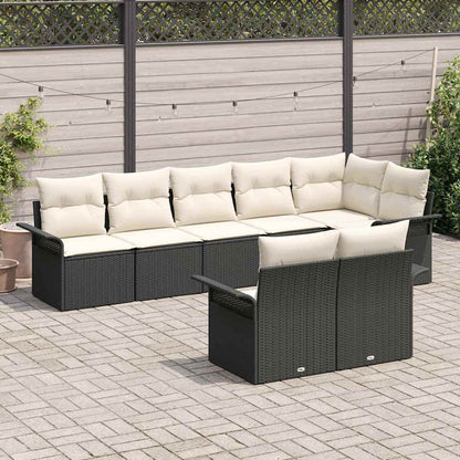 Set Divano da Giardino con archiviazione 8 pcs Nero polyrattan | homemem39
