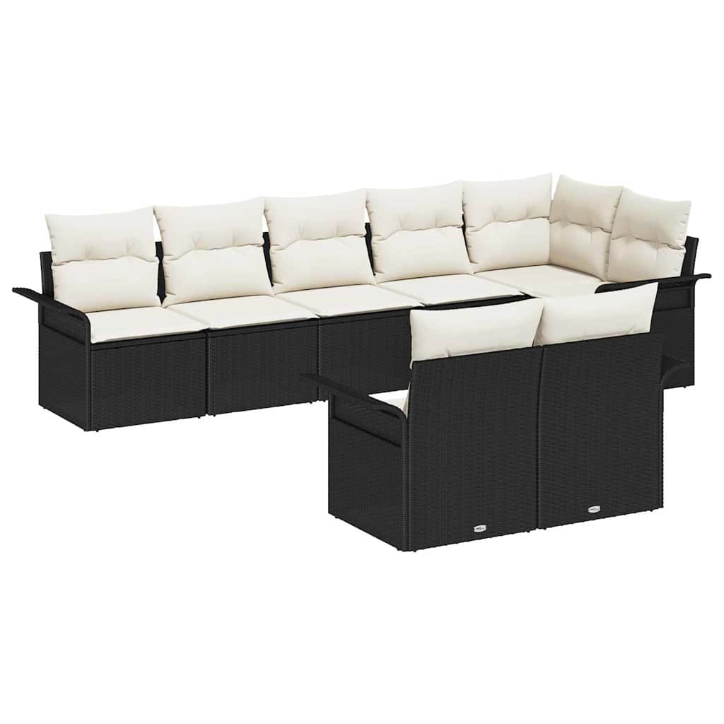 Set Divano da Giardino con archiviazione 8 pcs Nero polyrattan | homemem39