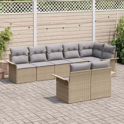 Set Divano da Giardino con archiviazione 8 pcs Beige polyrattan | homemem39