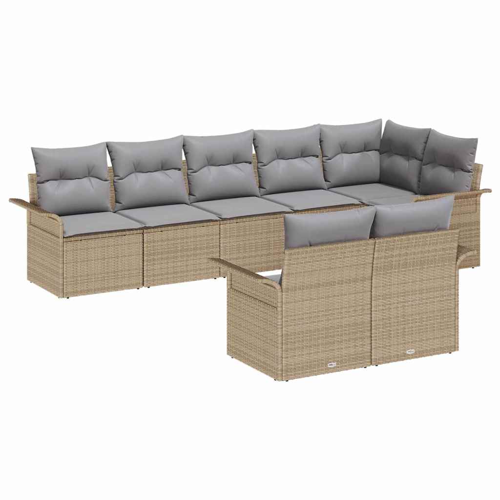 Set Divano da Giardino con archiviazione 8 pcs Beige polyrattan | homemem39