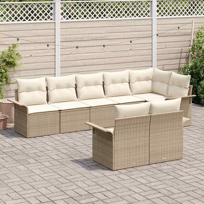 Set Divano da Giardino con archiviazione 8 pcs Beige polyrattan | homemem39