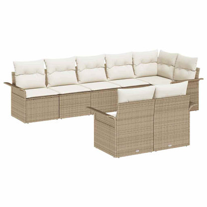 Set Divano da Giardino con archiviazione 8 pcs Beige polyrattan | homemem39