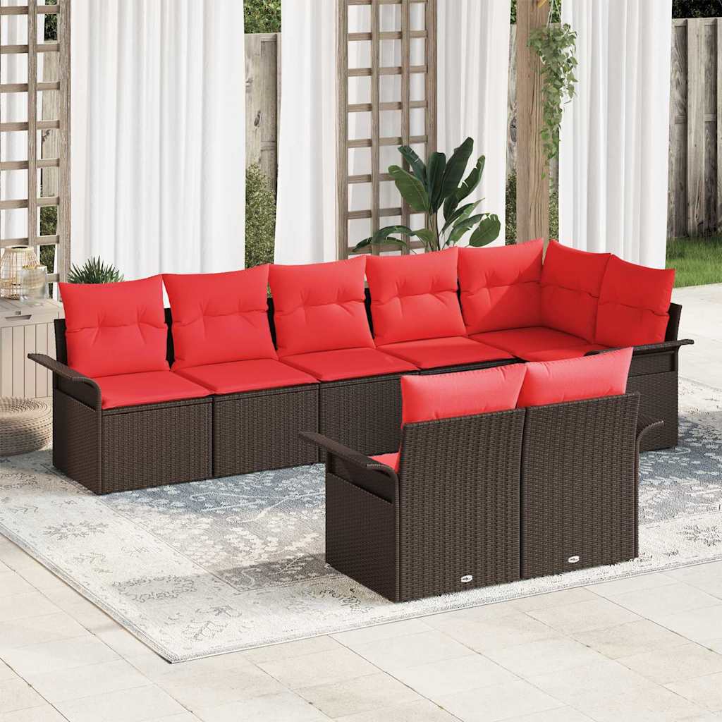 Set Divano da Giardino 8 pcs Marrone polyrattan