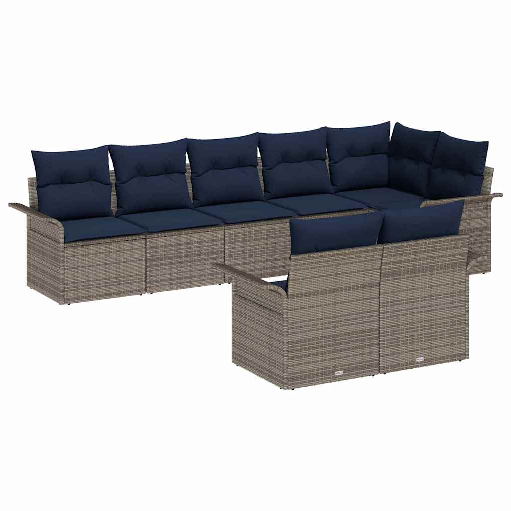 Set Divano da Giardino 8 pcs Grigio polyrattan | homemem39