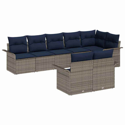 Set Divano da Giardino 8 pcs Grigio polyrattan | homemem39
