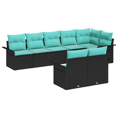 Set Divano da Giardino con archiviazione 8 pcs Nero polyrattan | homemem39