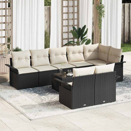 Set Divano da Giardino con archiviazione 9 pcs Nero polyrattan | homemem39