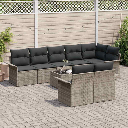 Set Divano da Giardino 9 pcs Grigio polyrattan