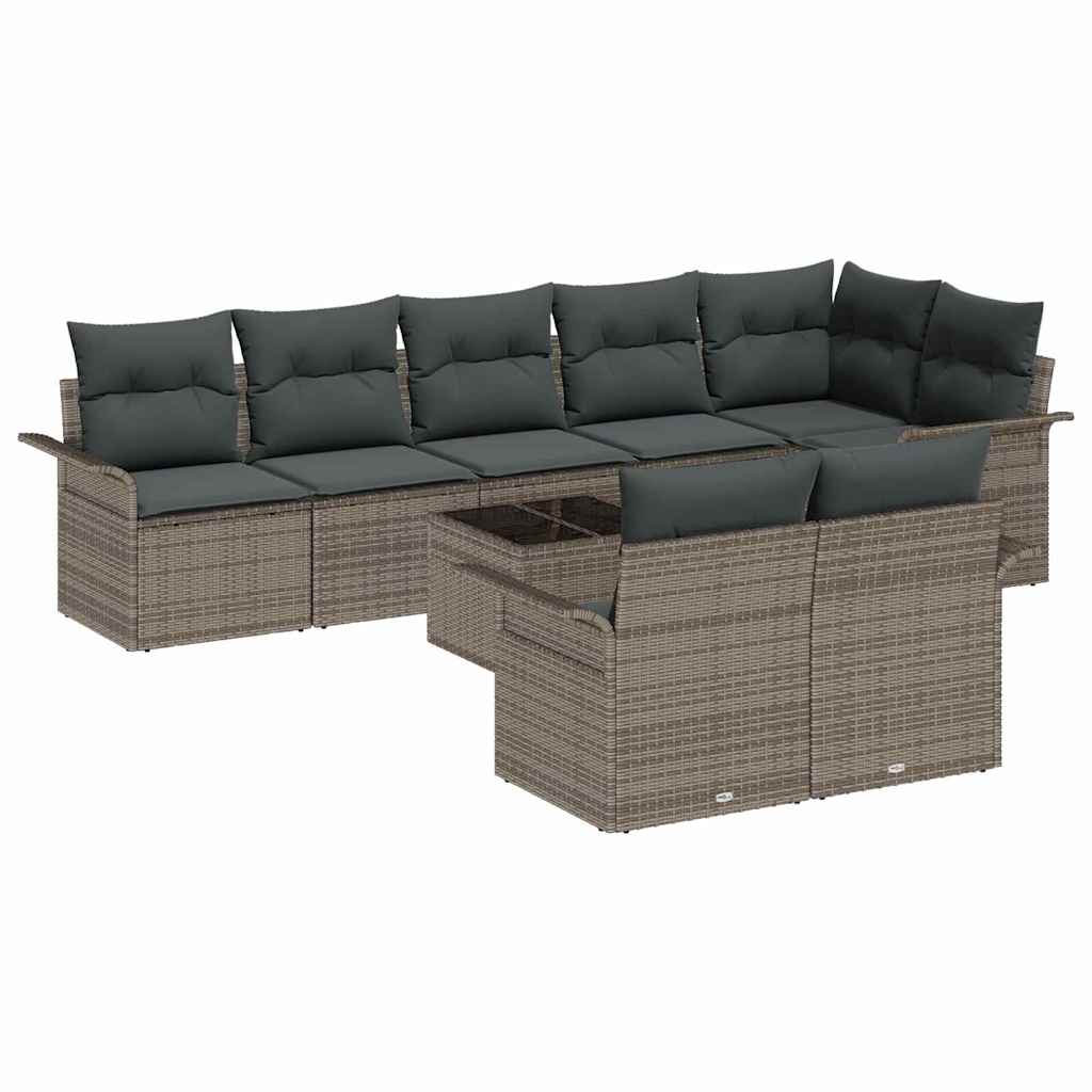 Set Divano da Giardino 9 pcs Grigio polyrattan