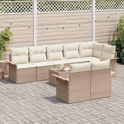 Set Divano da Giardino con archiviazione 9 pcs Beige polyrattan | homemem39