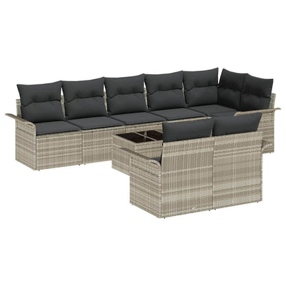 Set Divano da Giardino 9 pcs Grigio chiaro polyrattan | homemem39