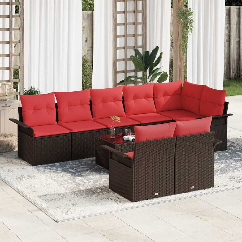Set Divano da Giardino 9 pcs Marrone polyrattan | homemem39